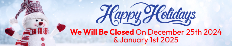 We will be closed on December 25th 2024 & January 1st 2025.